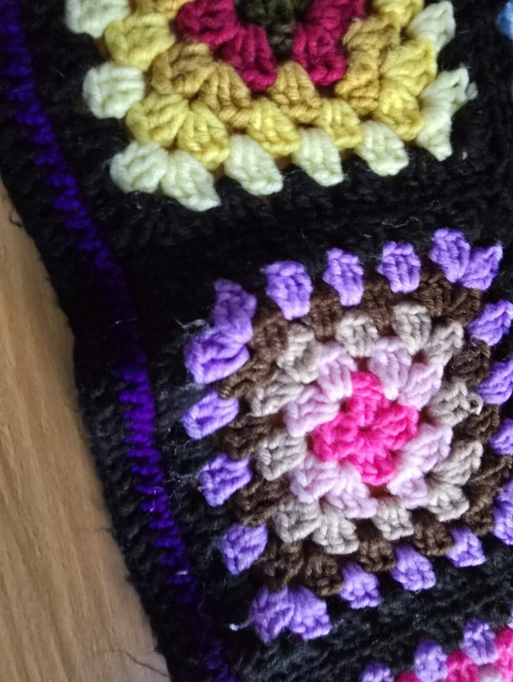 Handmade Multicolor Granny Square Crochet Blanket 79